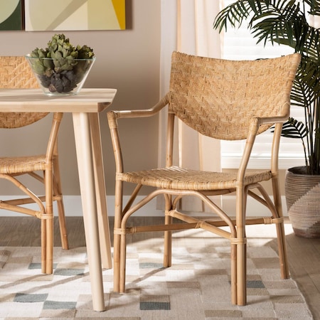 Baxton Studio Damani Modern Bohemian Natural Brown Finished Rattan Dining Chair 205-12673